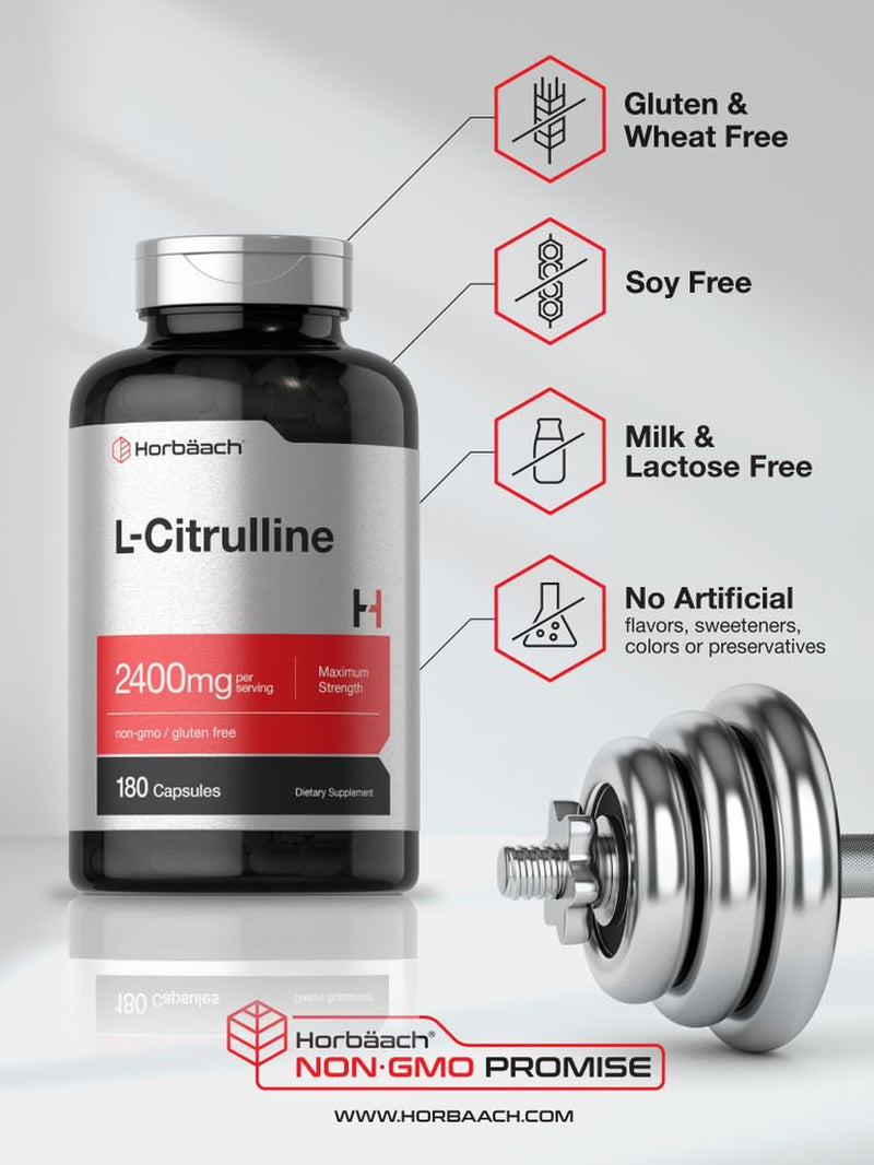 L Citrulline 2400 Mg | 180 Capsules | Maximum Strength | by Horbaach