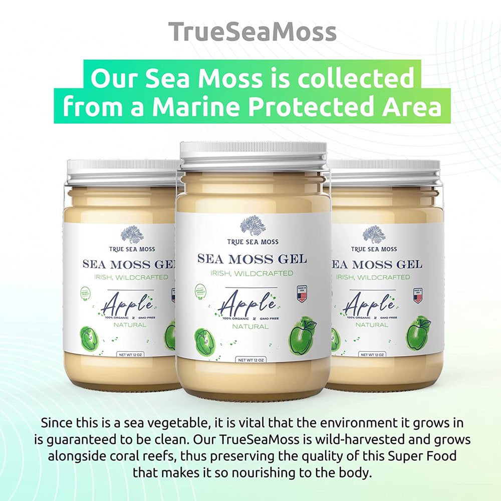 Trueseamoss Wildcrafted Irish Sea Moss Gel – Nutritious Raw Seamoss Rich in Minerals, Proteins & Vitamins – Antioxidant Health Supplement, Vegan-Friendly Made in USA (Banana, 3)