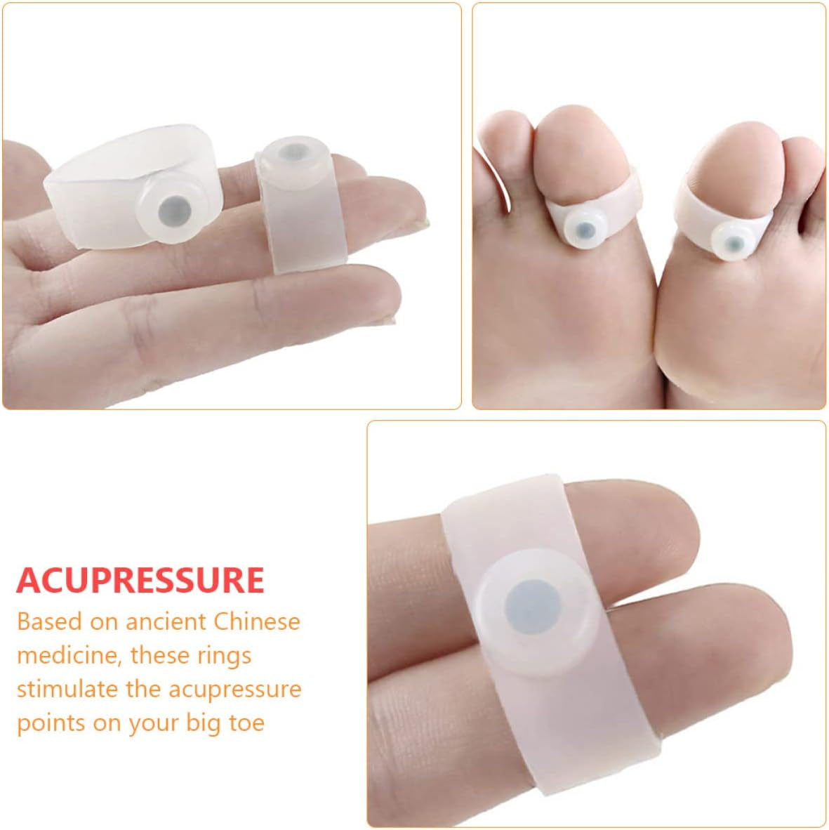 8 Pairs Toe Ring Foot Care Rings Magnetic Silicone Foot Rings Foot Supplies Foot Care Tool Foot Rings Slimming Foot Rings Birthday Present Pu White