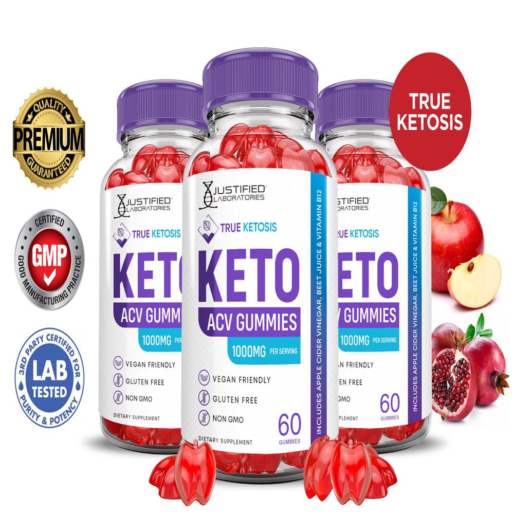 (3 Pack) True Ketosis Keto ACV Gummies 1000MG Dietary Supplement 180 Gummys