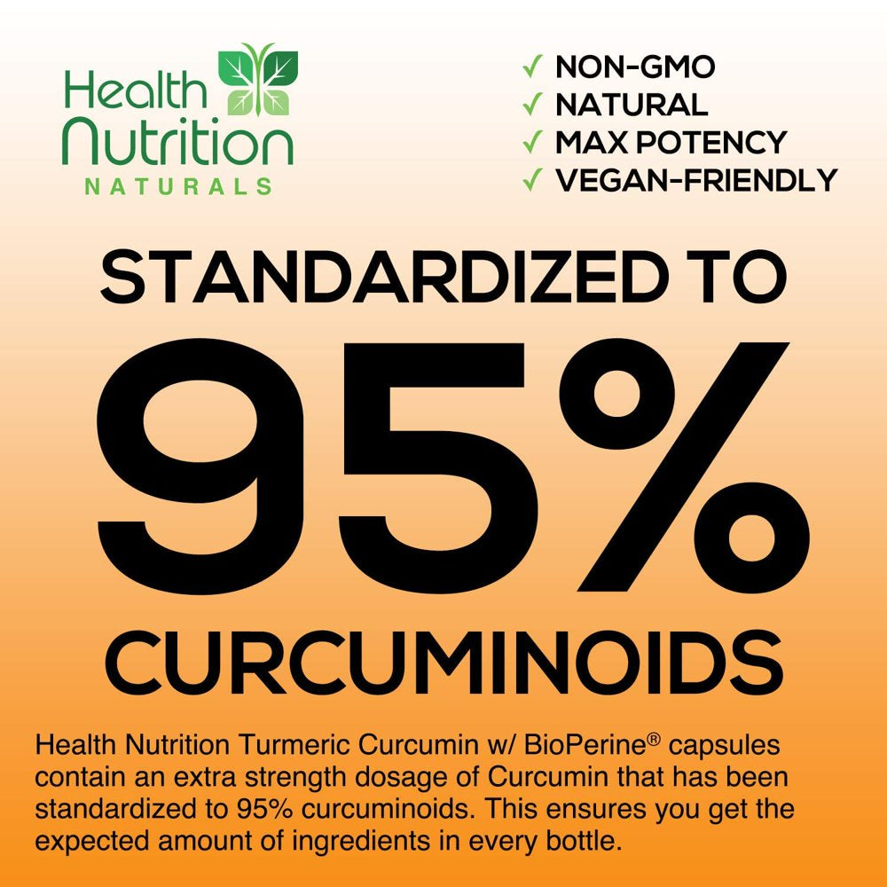 Turmeric Curcumin with Bioperine 95% Standardized Curcuminoids 2600Mg - Black Pepper for Max Absorption, Herbal Joint Support Supplement, Nature'S Non-Gmo & Gluten Free Tumeric Extract - 120 Capsules