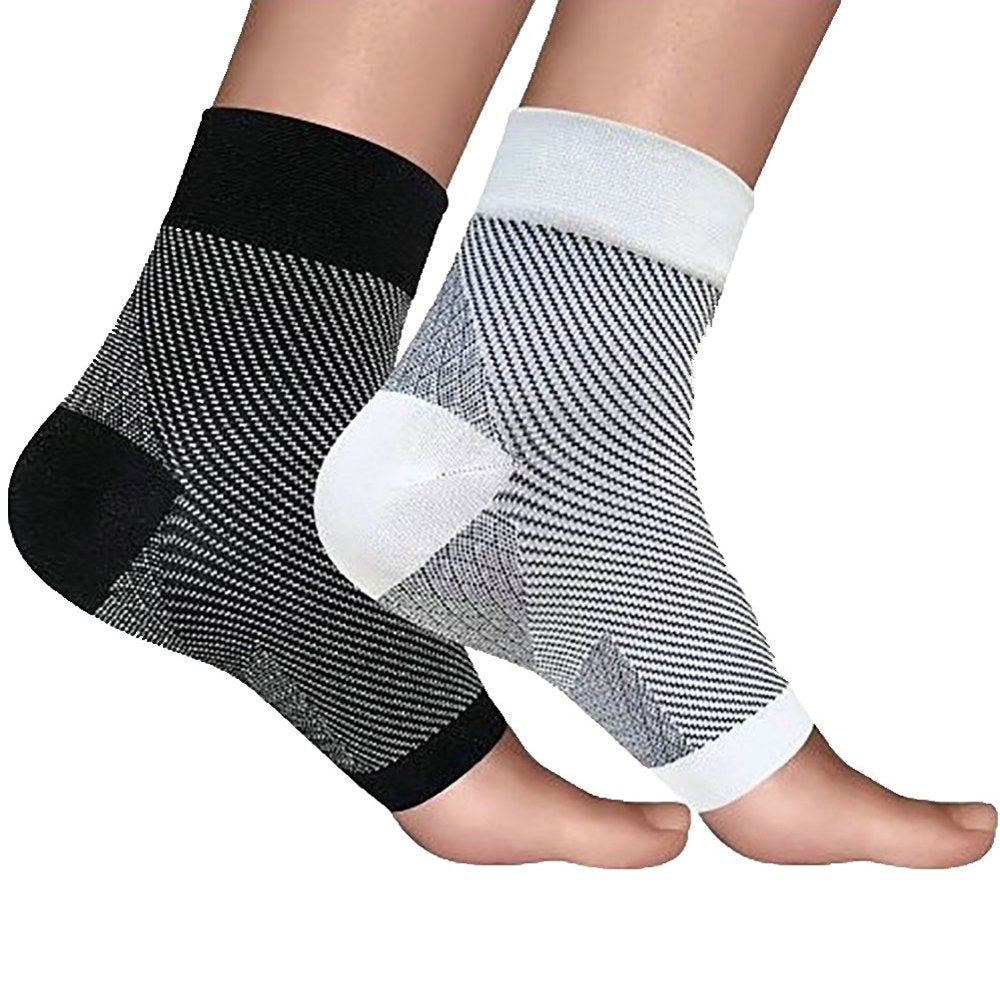 1 Pair Oblique Stripe Sports Compression Ankle Brace Elastic Socks Protector Ankle Compression Sleeve for Swelling, Plantar Fasciitis, Sprain, Neuropathy - for Women and Men