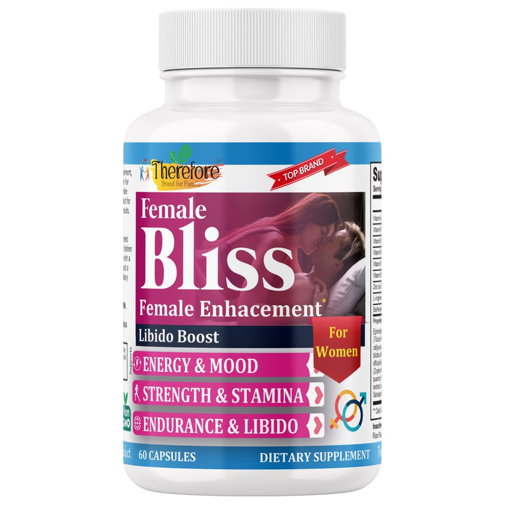 Female Bliss Enhancement Pills, Natural Mood & Energy Booster for Women with Horny Goat Weed, Ginseng, Maca Root, Women Health Supplement for Support Strength(60 Capsules)