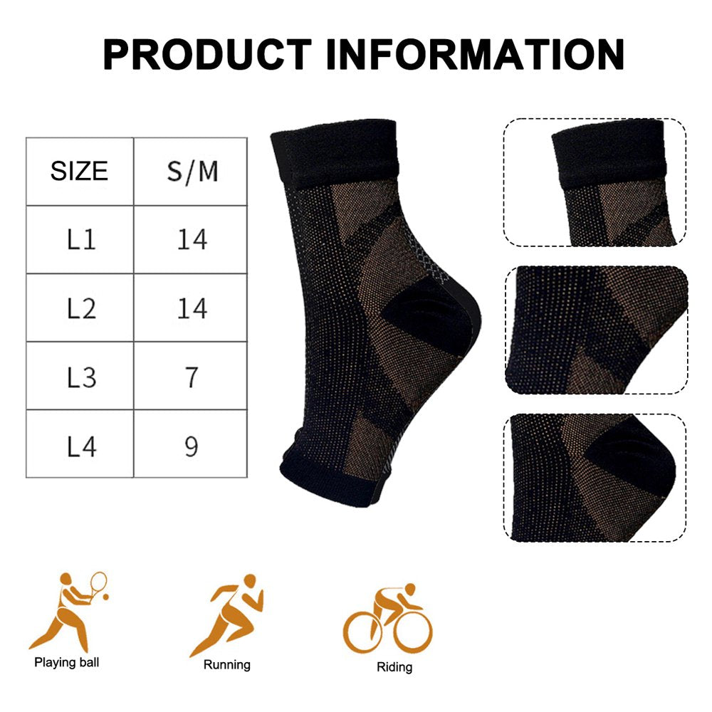 Neuropathy Socks for Women and Men, 4Pairs Soothe Relief Compression Socks, Fitness Compression Socks Elastic Cycling Socks Ankle Brace for Plantar Fasciitis Sleeve Soothe