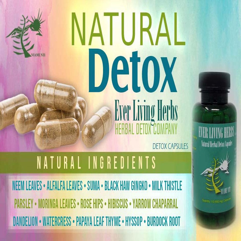 Ever Living Herbs Natural Herbal Detox Capsules 110, Moringa & Neem, Immune System, Cleanse, Unisex