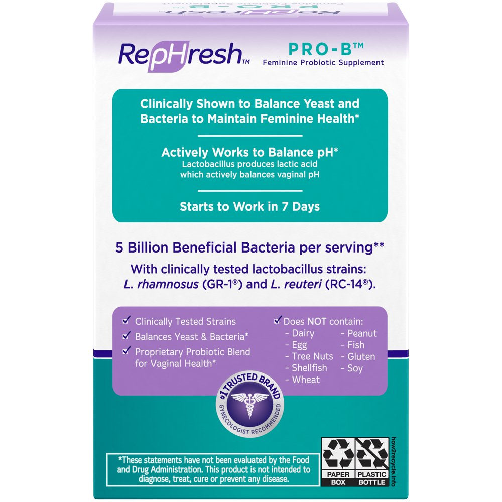 5 Pack - Rephresh Pro B Probiotic Feminine Supplement 30 Capsules