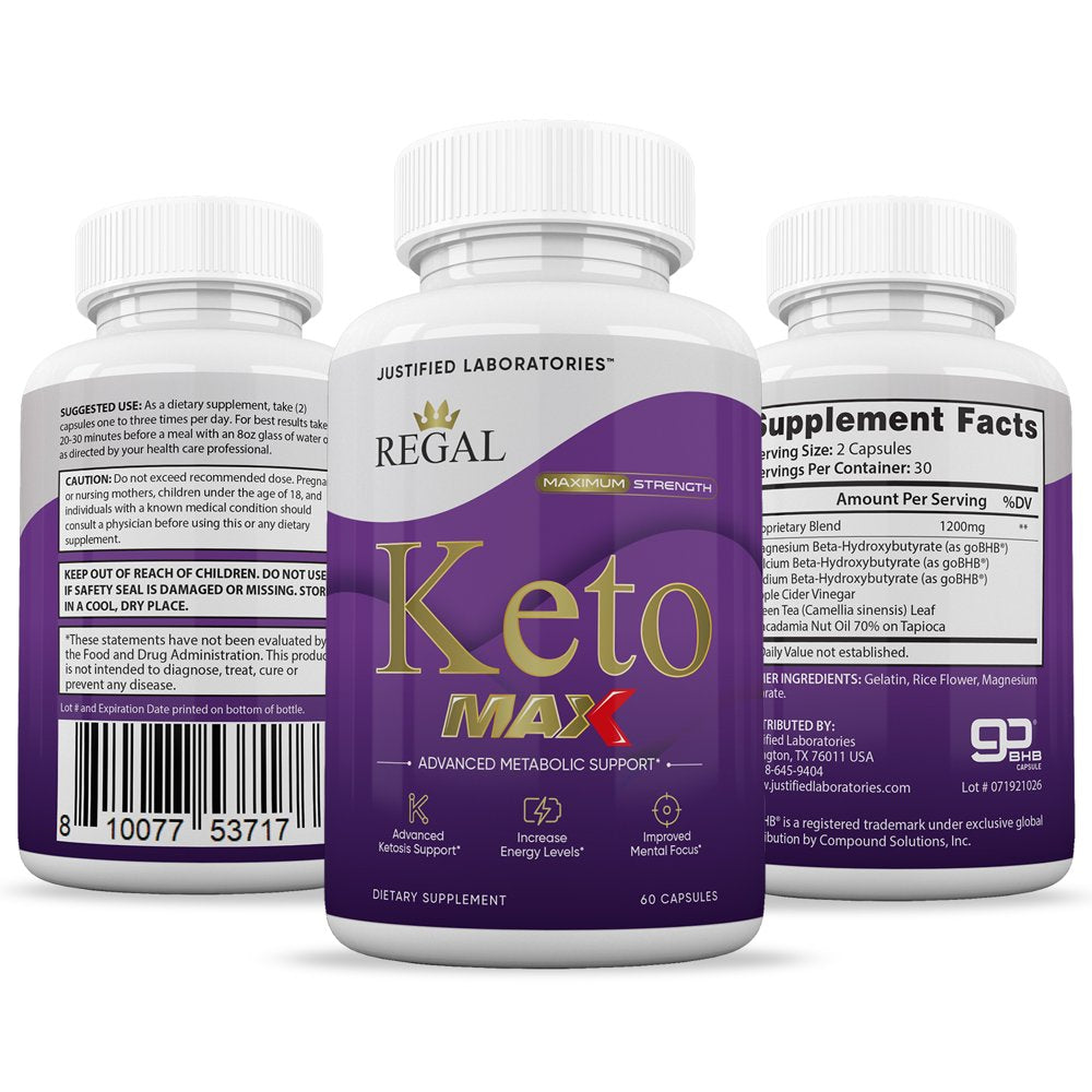 (5 Pack) Regal Keto Max 1200MG Pills Includes Apple Cider Vinegar Gobhb 300 Capsules