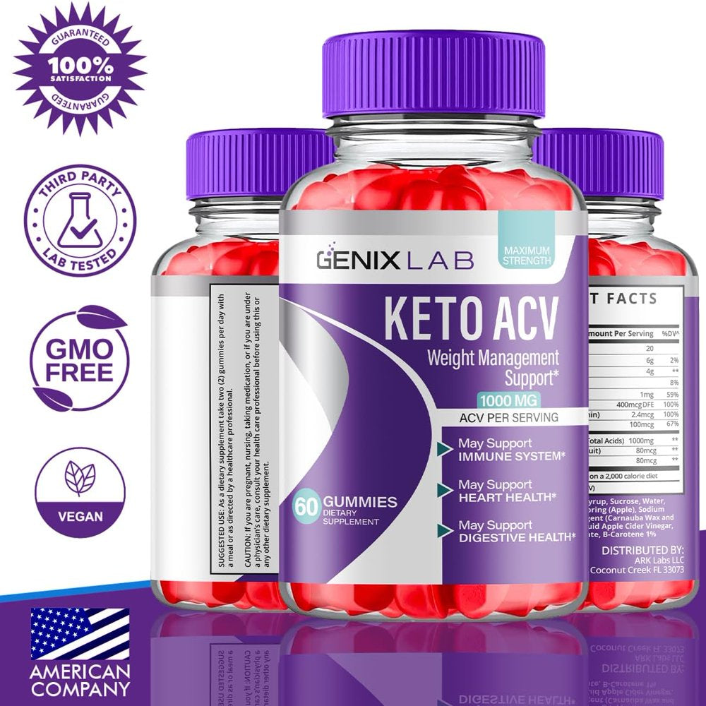 (5 Pack) Genix Lab Keto ACV Gummies - Apple Cider Vinegar Supplement for Weight Loss - Energy & Focus Boosting Dietary Supplements for Weight Management & Metabolism - Fat Burn - 300 Gummies