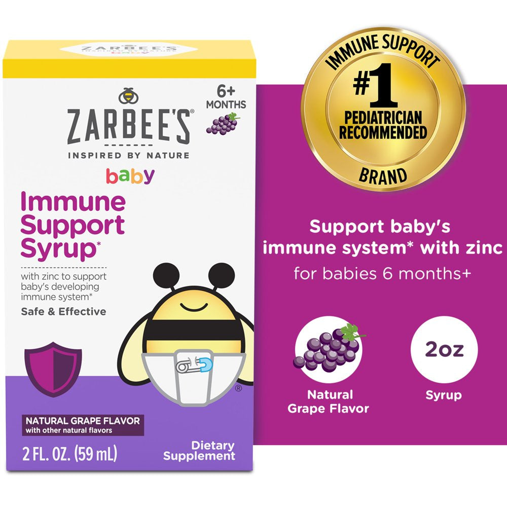 Zarbee'S Baby Immune Support with Zinc, Age 6 Months+, Grape, 2Oz