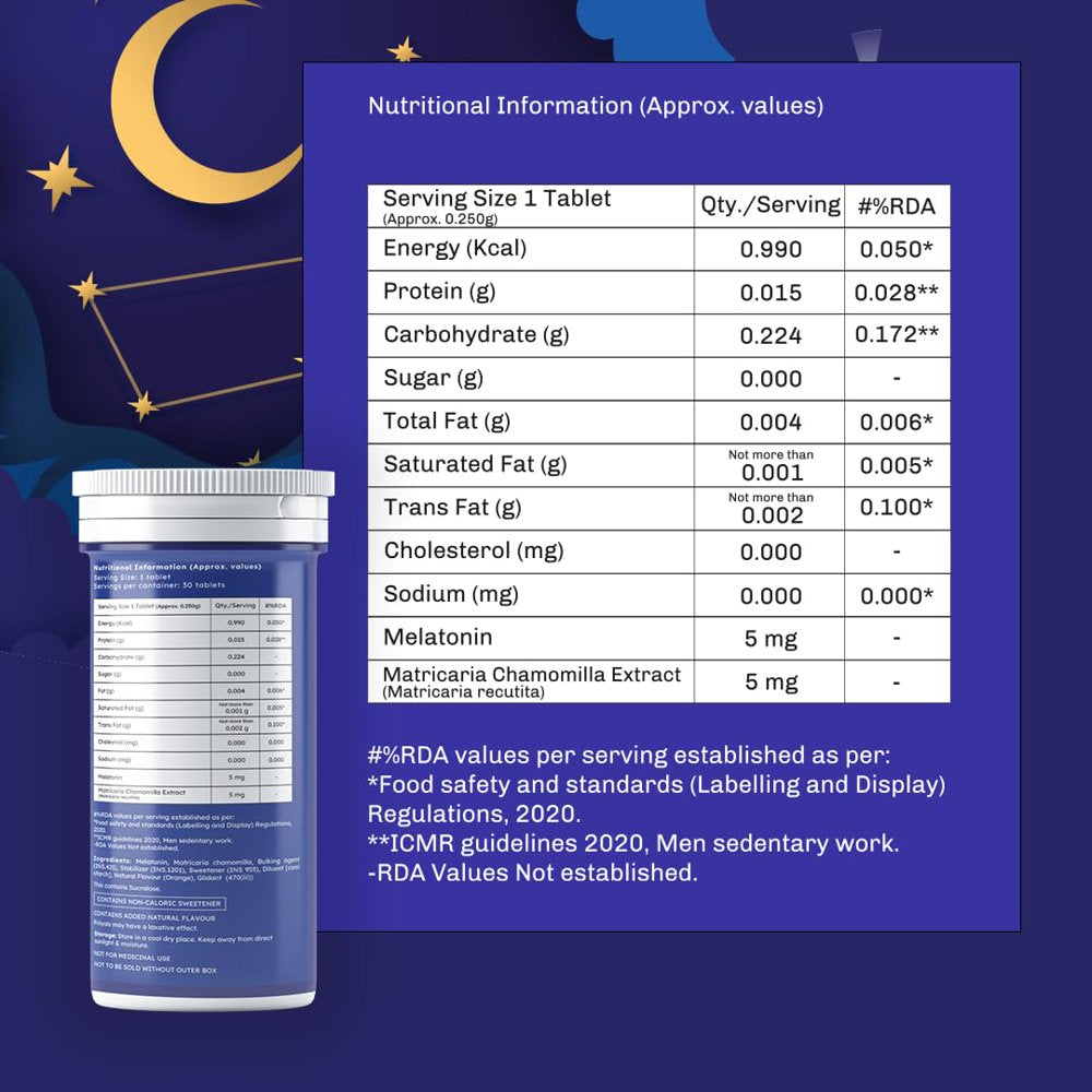 Melatonin 5Mg Sleeping Tablet Supplements for Deep Sleep & Personal Wellbeing - Balances Natural Sleep Cycle - 30 Tablets