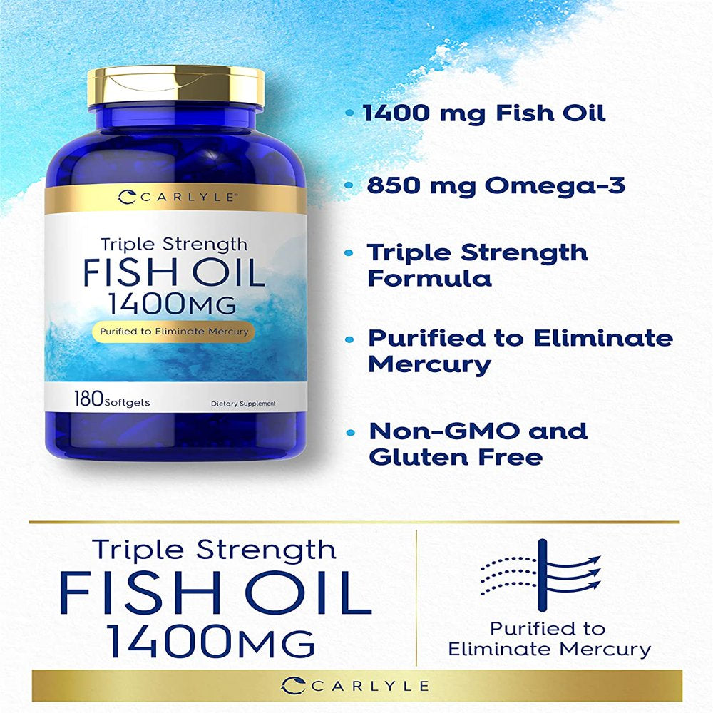 Triple Strength Fish Oil | 180 Softgels | Omega 3 Supplement | by Carlyle