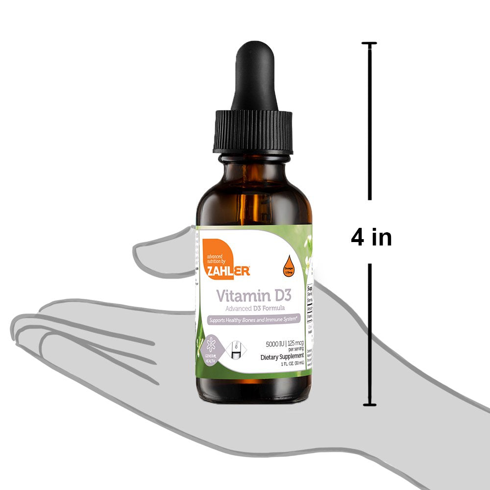 Vitamin D3, Advanced D3 Formula, 125 Mcg (5,000 IU), 1 Fl Oz (30 Ml), Zahler