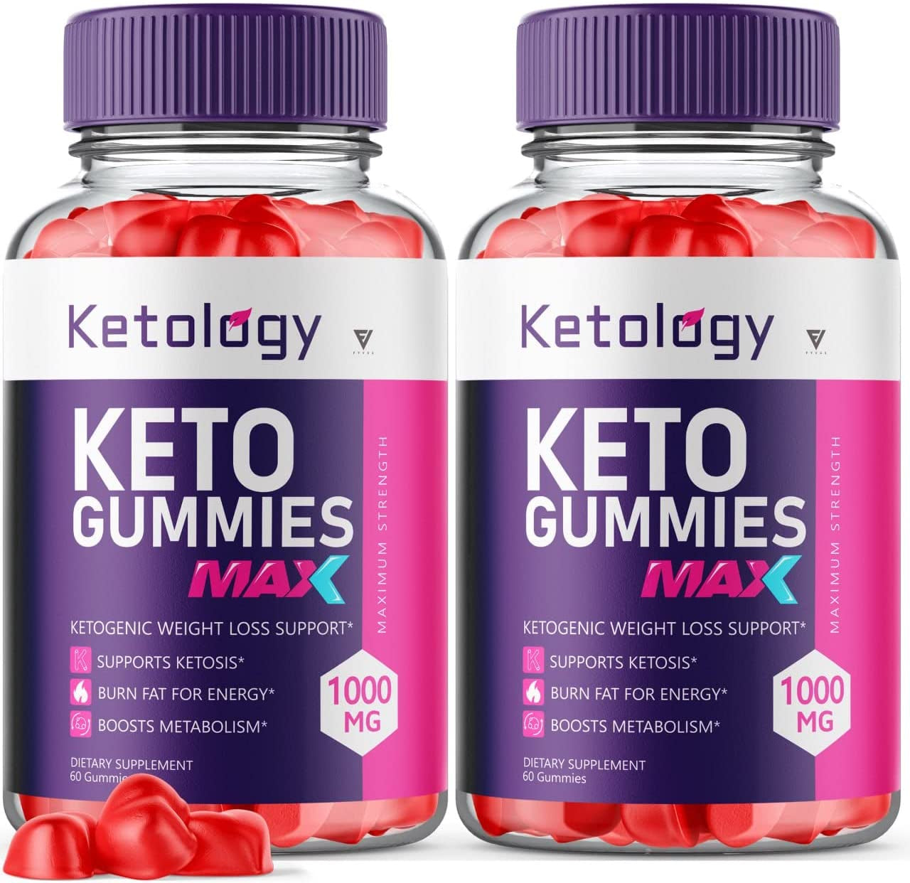 (2 Pack) Ketology Keto ACV Gummies Advanced Weight Loss Ketosis Supplement, Ketology Keto + ACV Ketogenic Apple Cider Vinegar 525MG (120 Gummies)