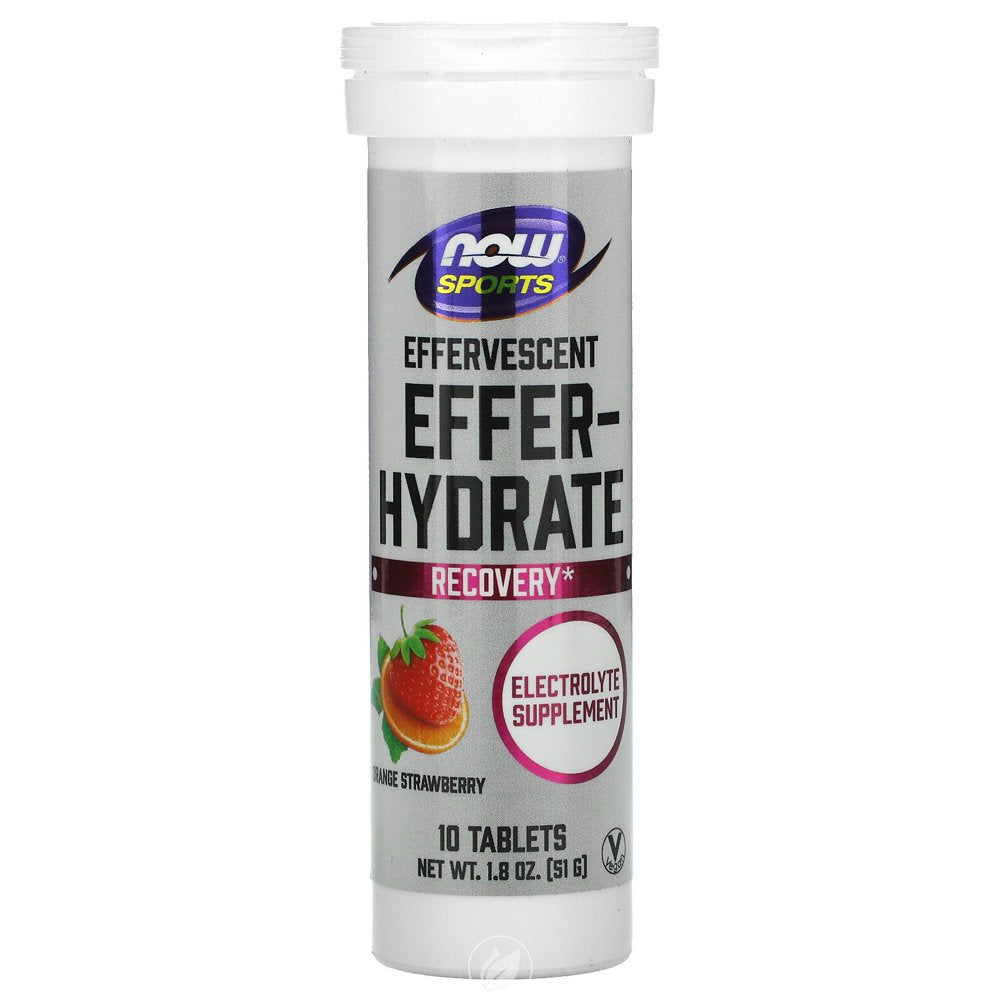 NOW Sports Effer-Hydrate Orange Strawberry 10 Tabs/Tube