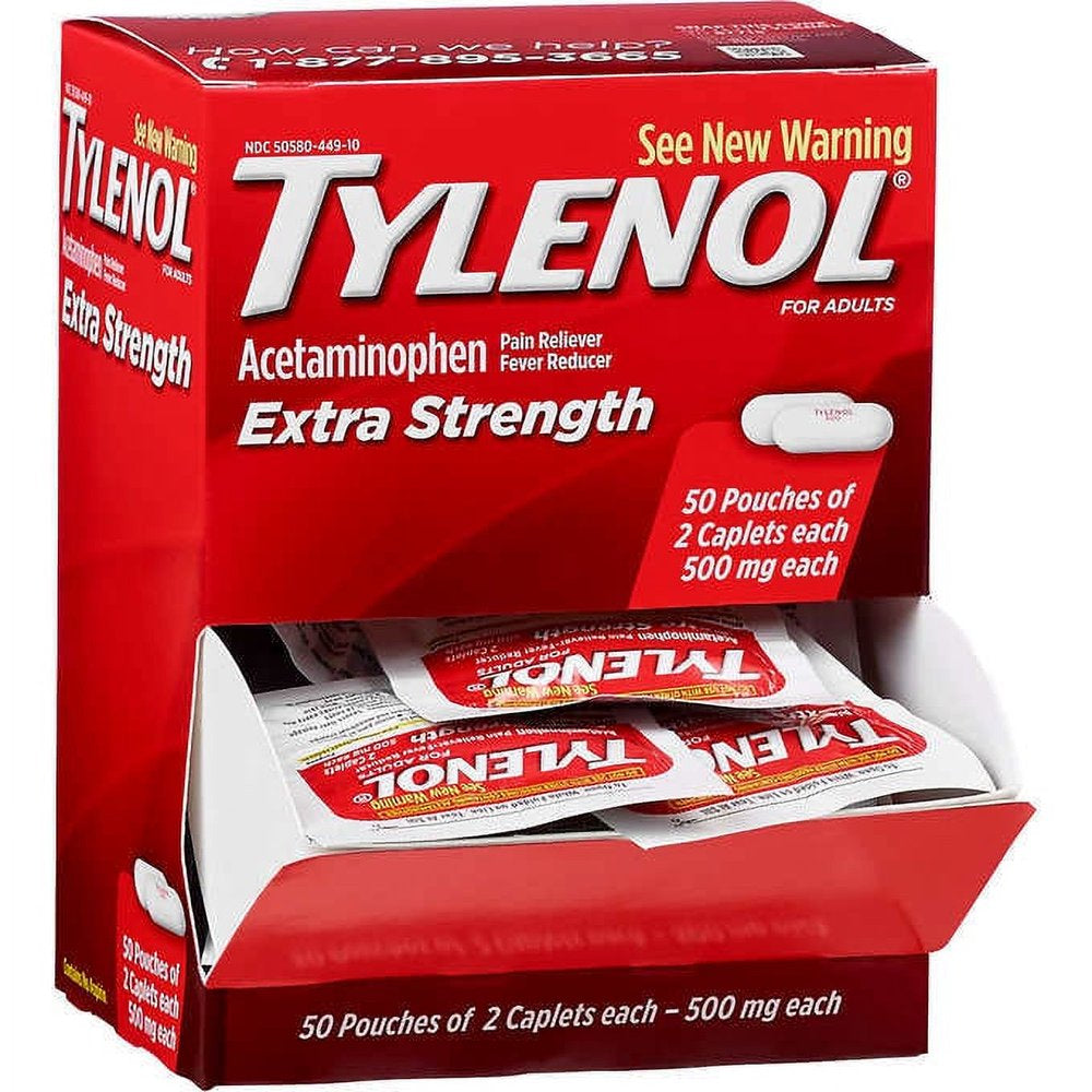 TYLENOL Extra Strength Pain Reliever & Fever Reducer Caplets, Two-Pack, 50 Ea (Pack of 2)