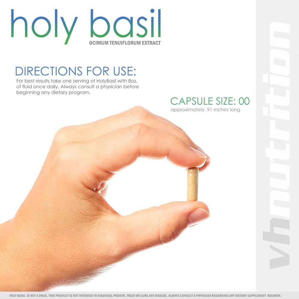 VH Nutrition Organic Holy Basil 700Mg Supplement - Immune Support, Improve Heart Health, Reduce Stress - 60 Capsules