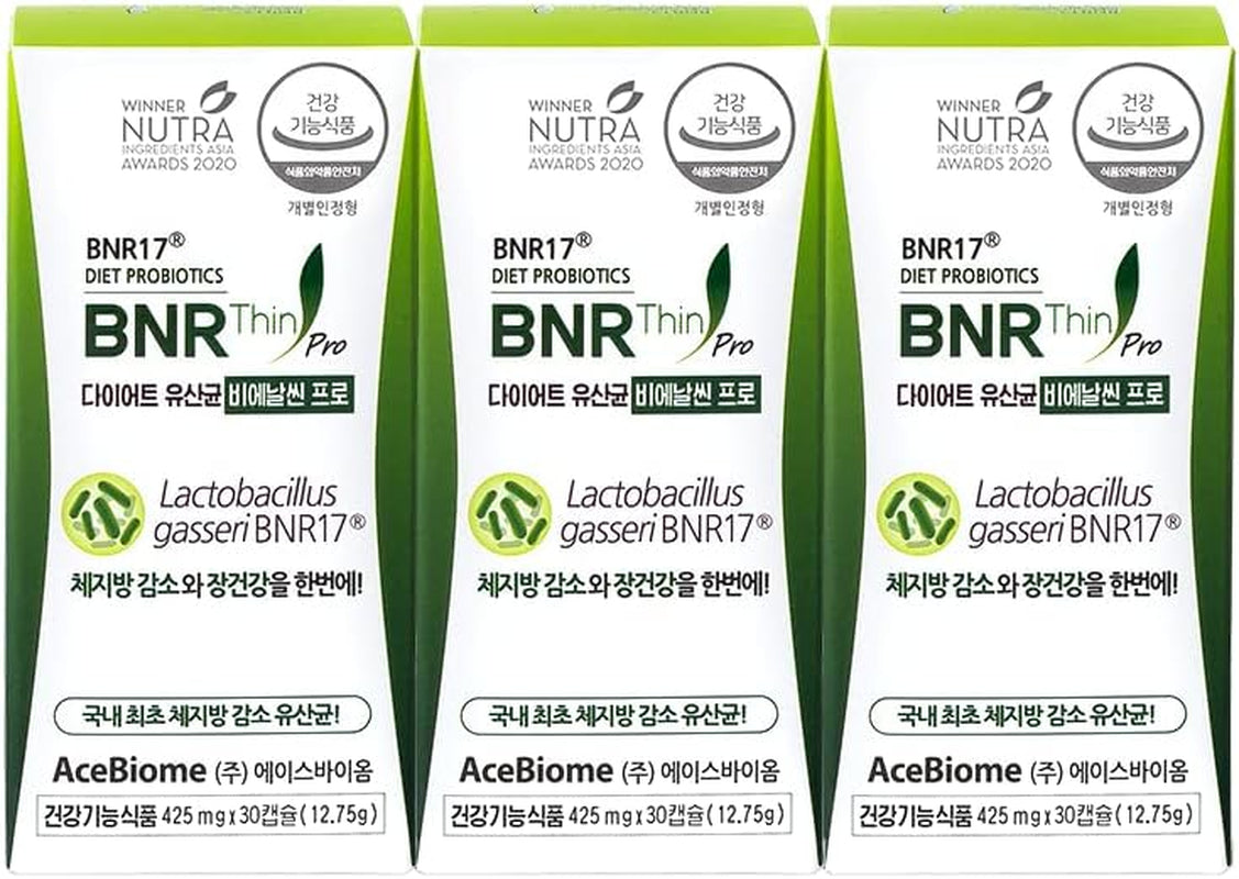 Acebiome Bnrthin Pro, Lactobacillus Gasseri BNR17, 10 Billion CFU Guaranteed, Digestive Health, 30Capsules X 3Packs