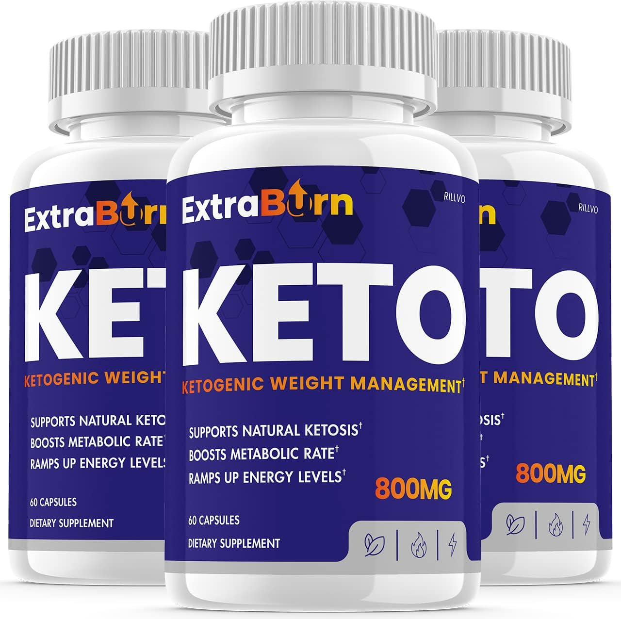 (3 Pack) Extra Burn Keto Pills, Advanced Ketogenic Formula (180 Capsules)