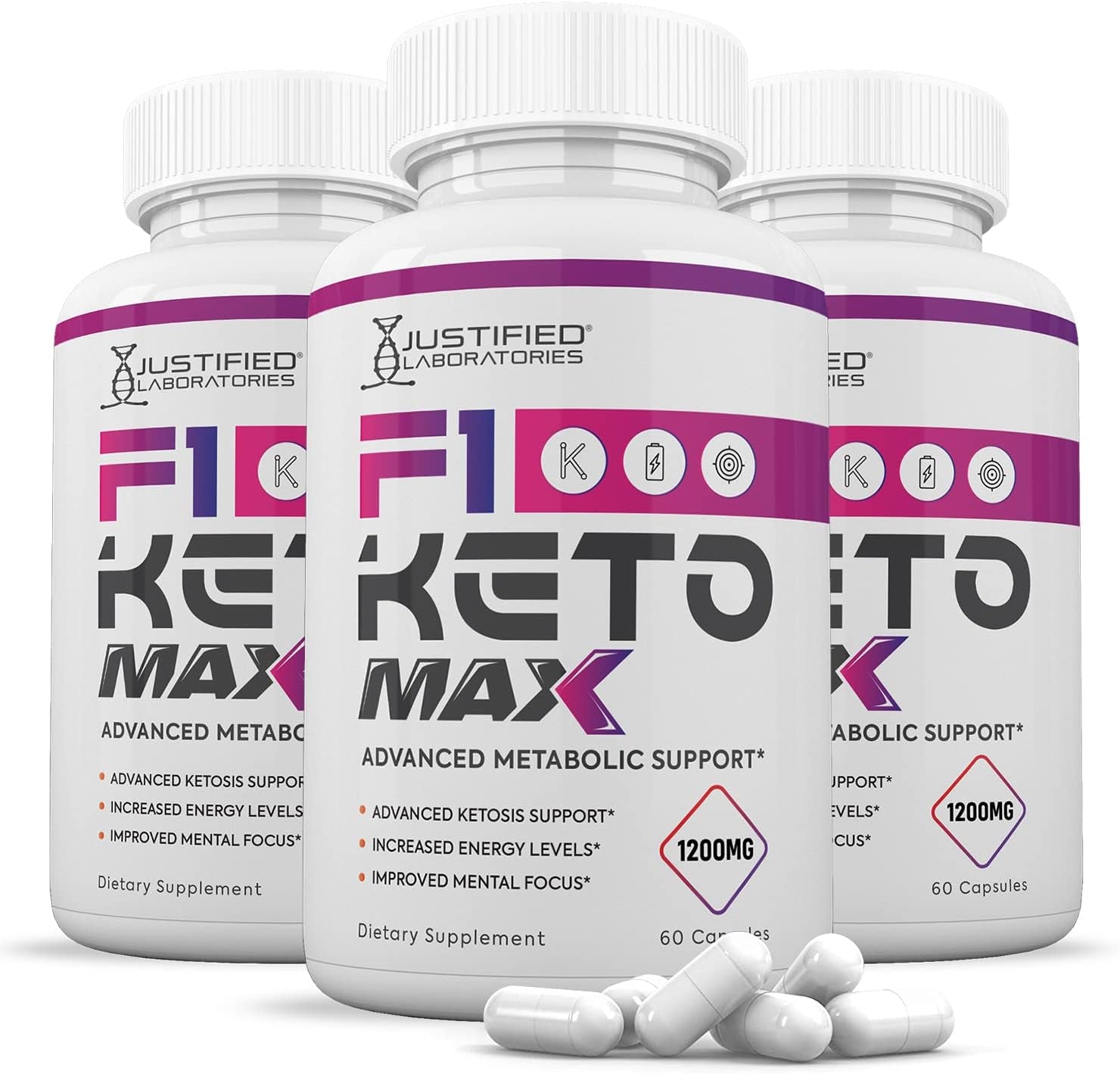 (3 Pack) F1 Keto Max 1200MG Pills Includes Apple Cider Vinegar Gobhb Strong Exogenous Ketones Advanced Ketogenic Supplement Ketosis Support for Men Women 180 Capsules