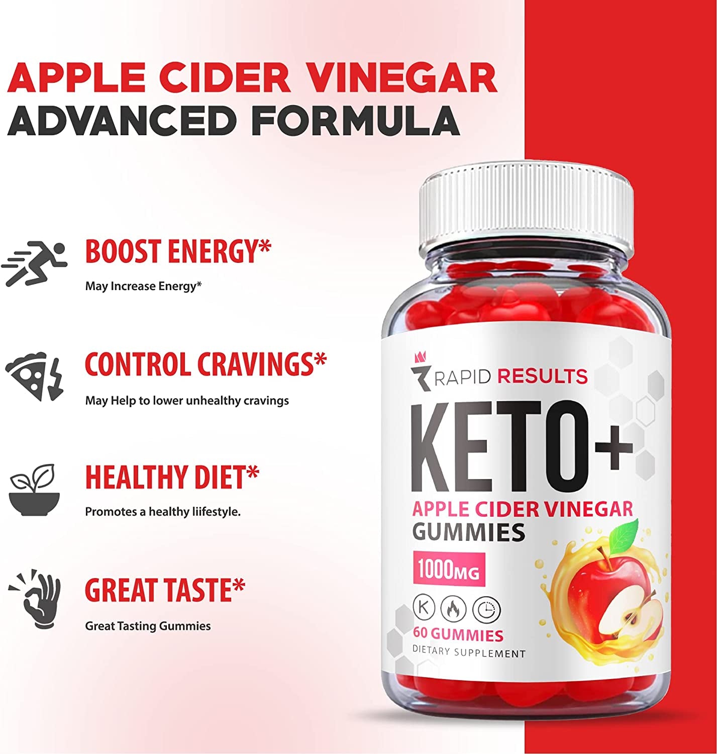 (2 Pack) Rapid Results Keto ACV Gummies - Official Formula, Vegan, Non GMO - Rapid Results Keto Gummies plus ACV, Weight Apple Loss with Apple Cider Vinegar, AVC Cider Gummy Advanced (120 Gummies)