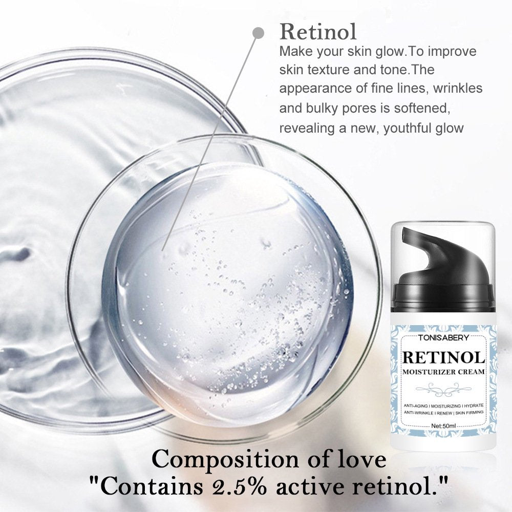 Premium Retinol Cream, Anti-Aging Moisturizer Cream 2.5% for Face and Eye Care, Anti-Wrinkle Essence with Hyaluronic Acid