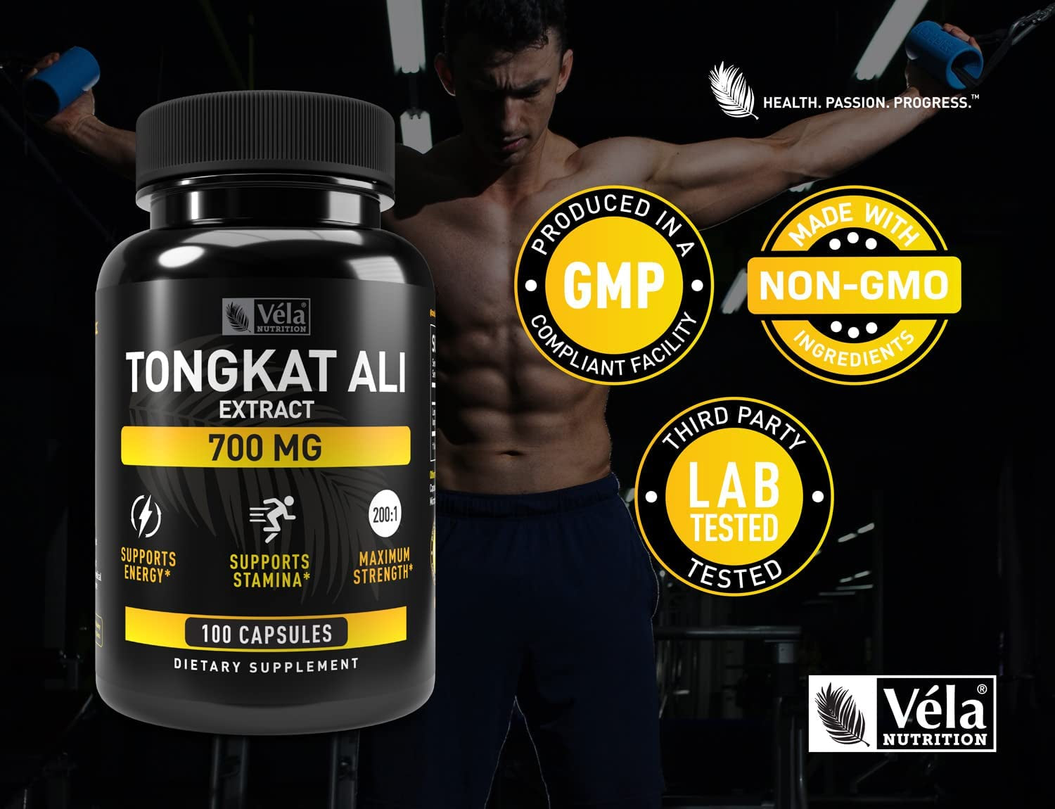 Véla Tongkat Ali Extract Capsules | Longjack 700Mg, 100 Capsules | 200:1 Eurycoma Longifolia Mens Health Support| Non-Gmo, 3Rd Party Tested