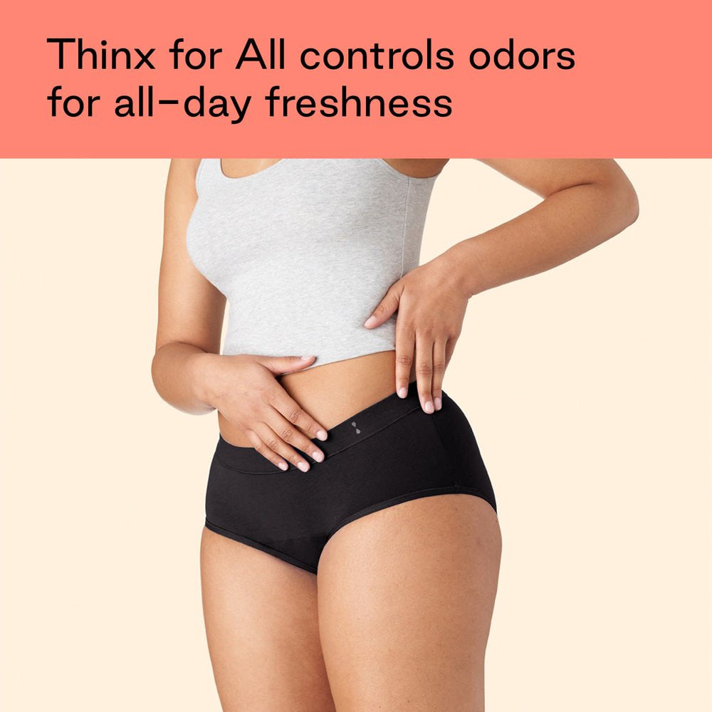 Thinx for All Women'S Super Absorbency Cotton Brief Period Underwear, Medium, Black