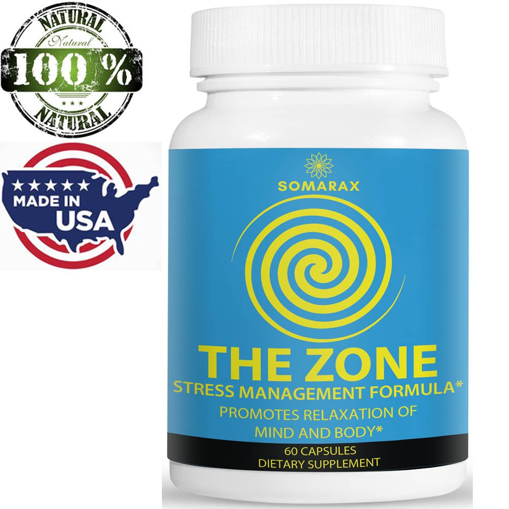 The Zone – Stress and anti Anxiety Relief Supplements | Natural Happy Pills That Helps Depression, Anxiety, Stress, Worrying & Mental Clarity, Mood Boost for Women & Men | 60 Capsules by Somarax