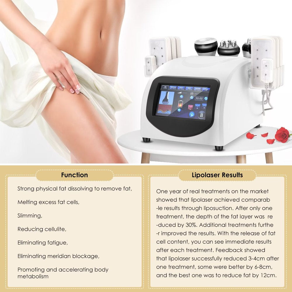 Nantfun Typical 6In1 Body Ma-Ssager Cavitation Machine, Body Slim/Ming Device for Belly Slim /Fit Body/Facial Beauty Builting,Complete Configuration,Contour