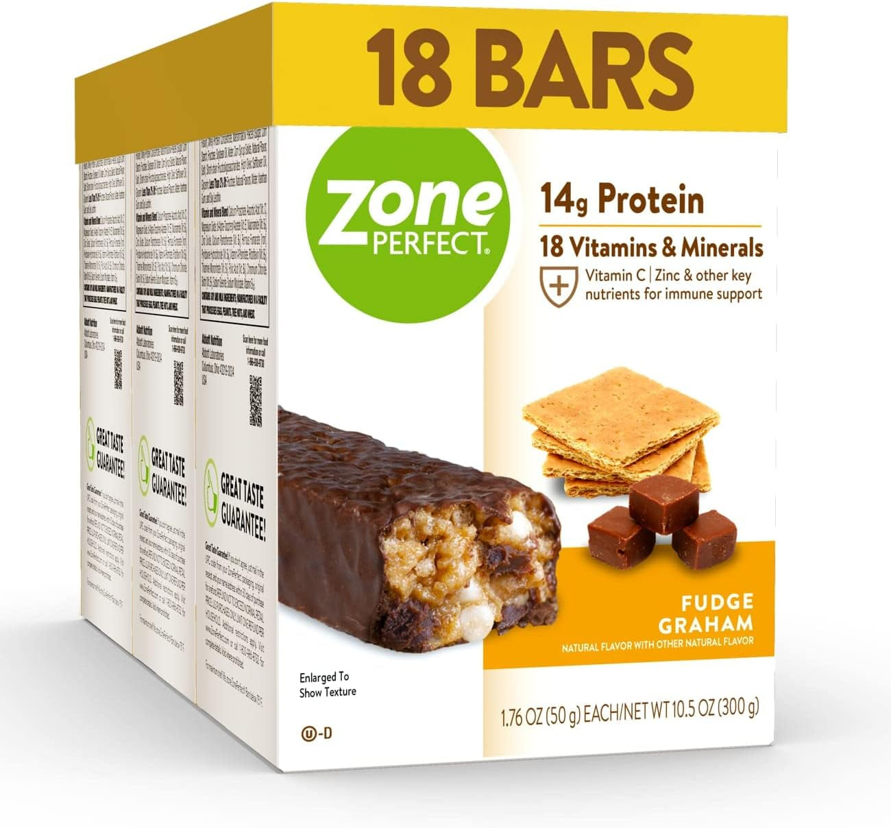 Zoneperfect Protein Bars, 14G Protein, 18 Vitamins & Minerals, Nutritious Snack Bar, Fudge Graham, 18 Bars