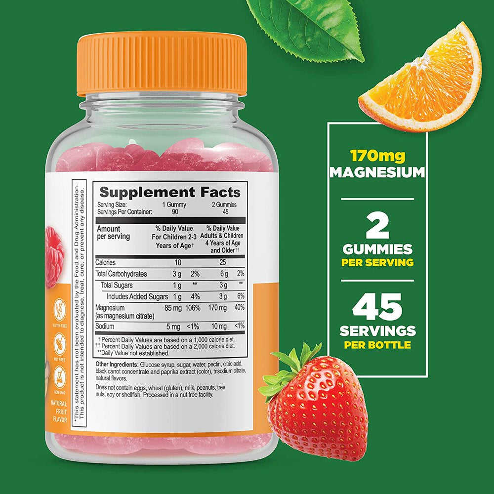 Lifeable Magnesium Citrate Supplement for Kids, 170Mg, 90 Gummies