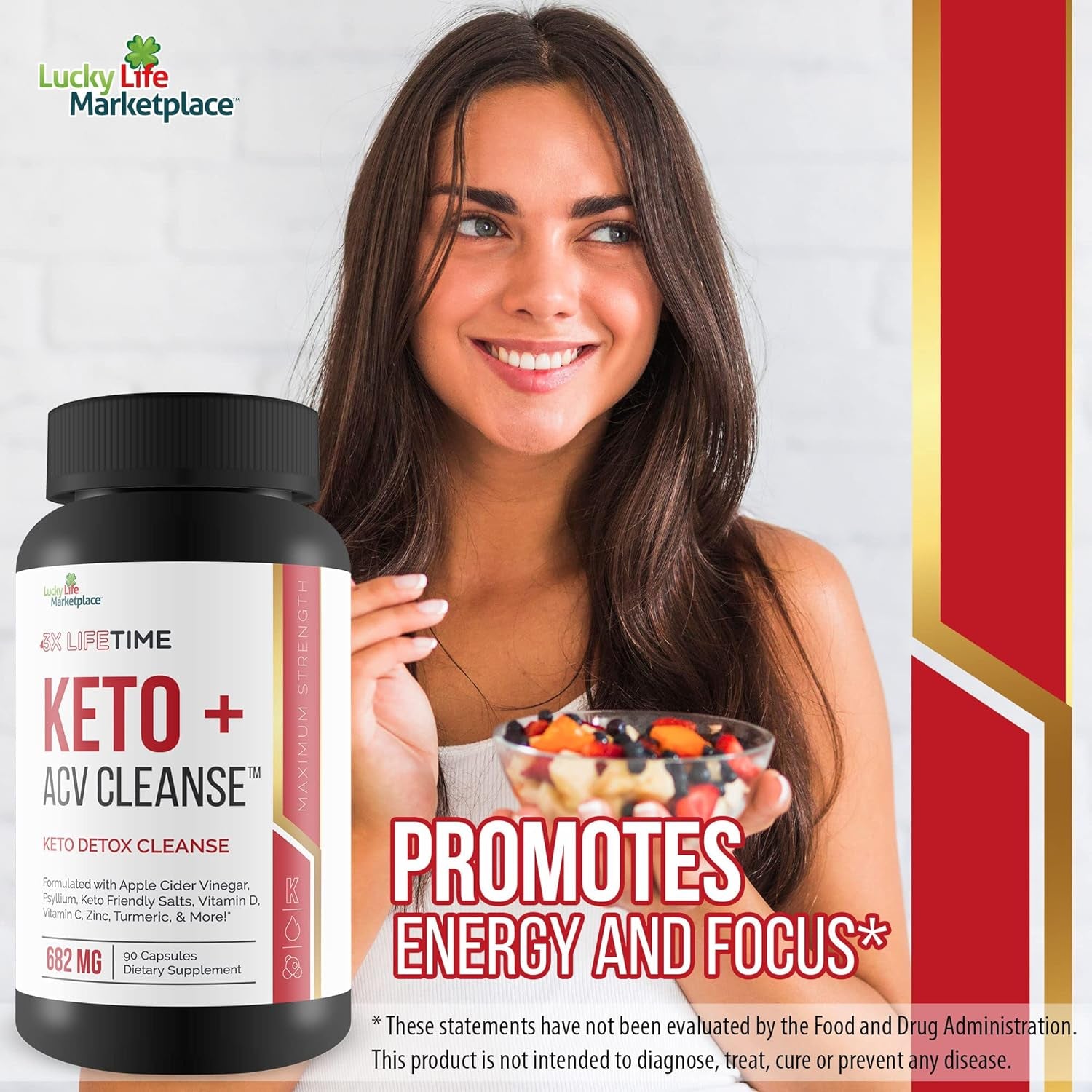 3X Lifetime Keto + ACV Cleanse - Keto Detox Cleanse for Full Body Cleansing - 90 Day Supply - Help Reduce Belly Bloat W/Psyllium Digestive Support - Promote Energy & Focus - Keto Detox Cleanser