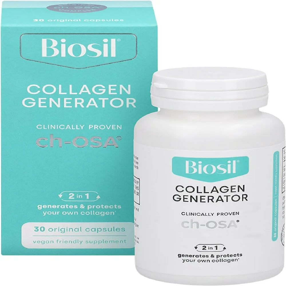 Biosil Advanced Collagen Generator Pills - Patented & Clinically Tested Collagen Booster Supplement for Hair, Skin and Nails & Bone and Joint Support - Vegetarian Capsules 30Ct