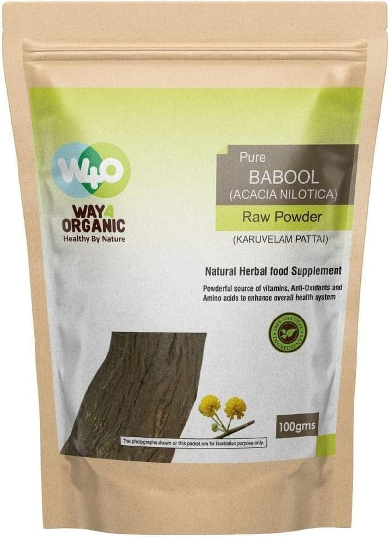 Way 4 Organic Pure Karuvelam Pattai Powder (Babool/Acacia Nilotica Raw Powder)/ - 100G Brown.