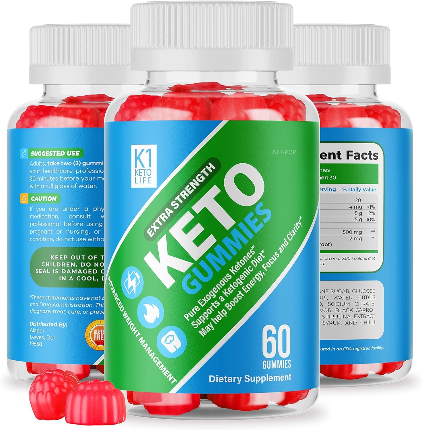 (3 Pack) K1 Keto Life - New Advance K1 Keto Life Gummies, Apple Cider Vinegar Gummies K1 Ketolife, Extra K1 Ketolife Gummy for 90 Days Supply.