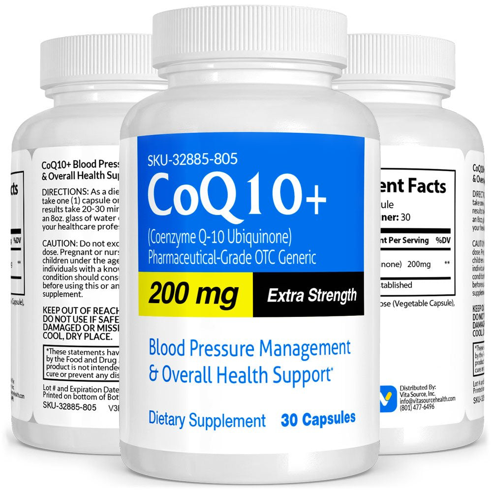 Coq10 Pharmaceutical Grade OTC, Extra Strength Supplement, 30 Ct, Vitasource
