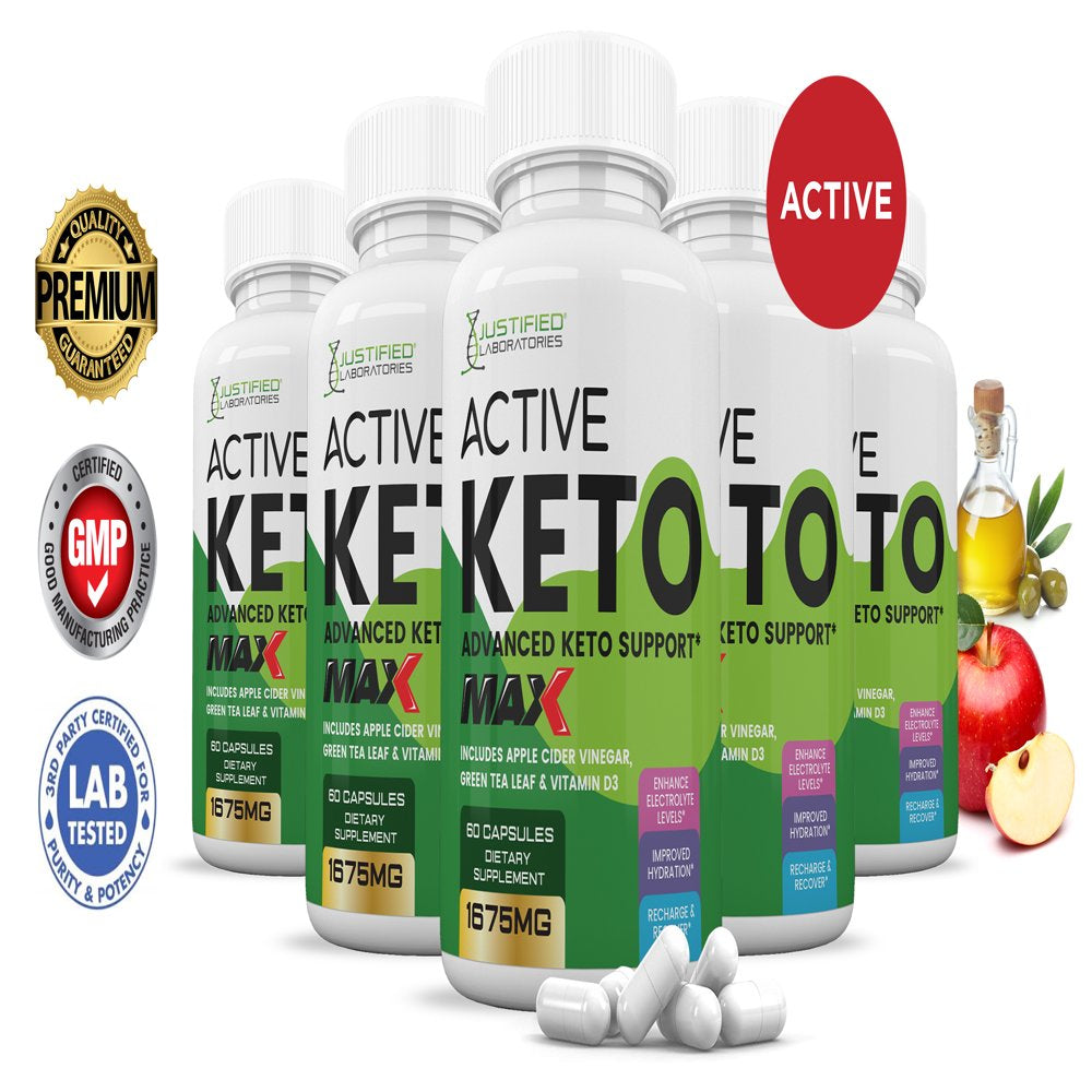 (5 Pack) Active Keto ACV MAX Pills 1675Mg Dietary Supplement 180 Capsules