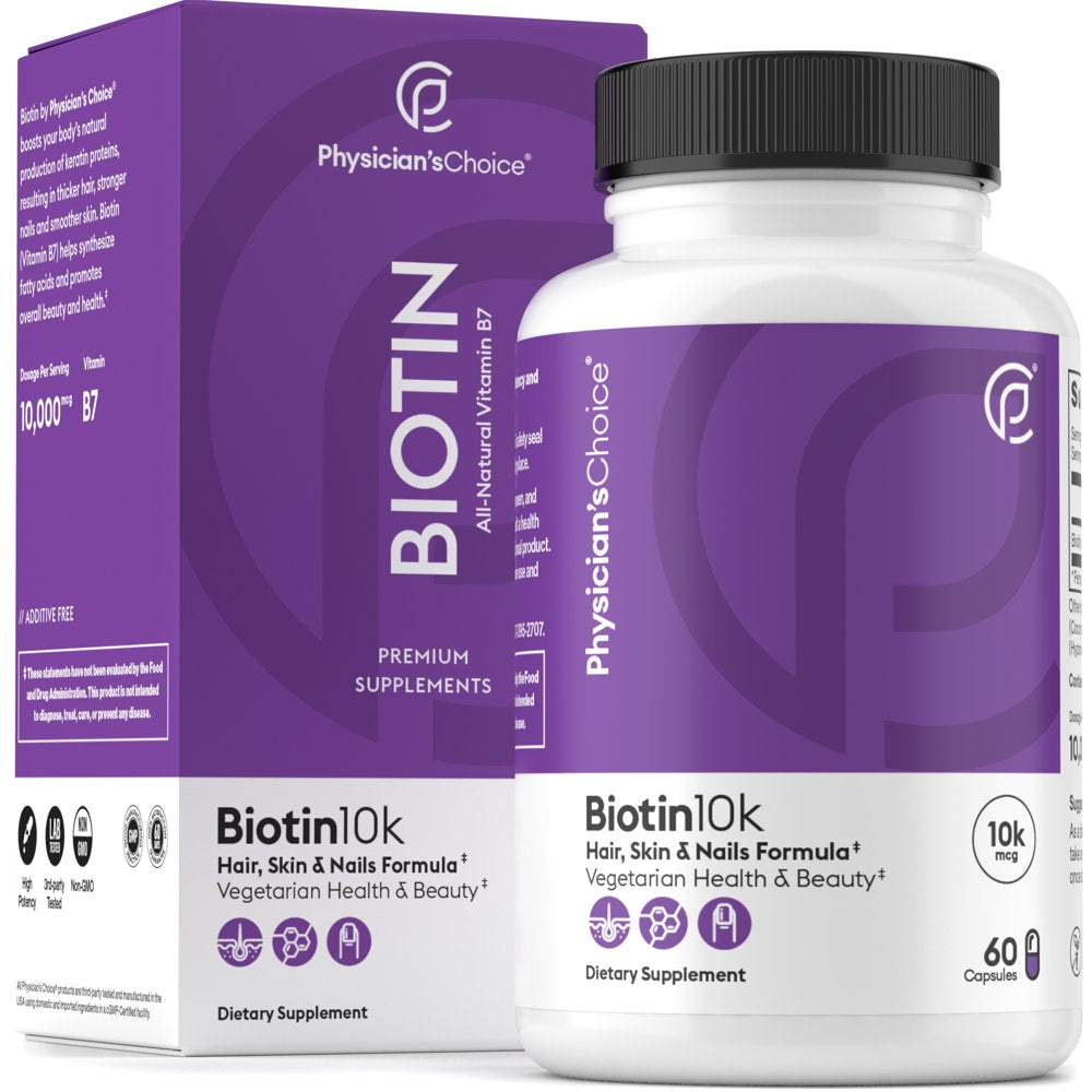 Physician'S Choice Biotin for Hair, Skin, Nails Capsules, 10000Mcg, 60Ct.