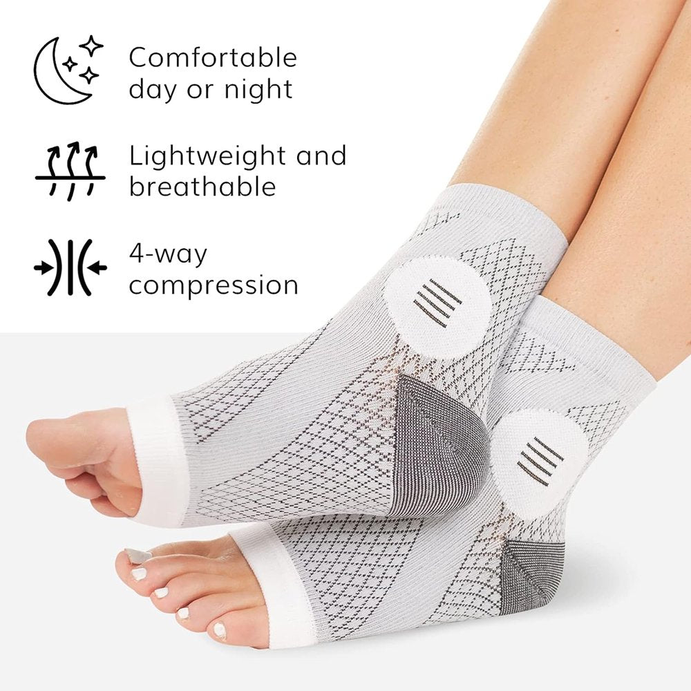 3 Pairs Sports Ankle Brace Socks Compression Support Sleeves Foot Brace for Plantar Fasciitis Neuropathy for Ankle Swelling (S,Violet)