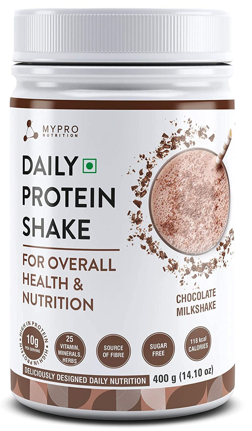 Goldy Daily Protein Shake 118 Kcal Calories, 25 Vitamin -Serving -40- for Men & Women Chocolate Milk Shake Flavor for 400Gm