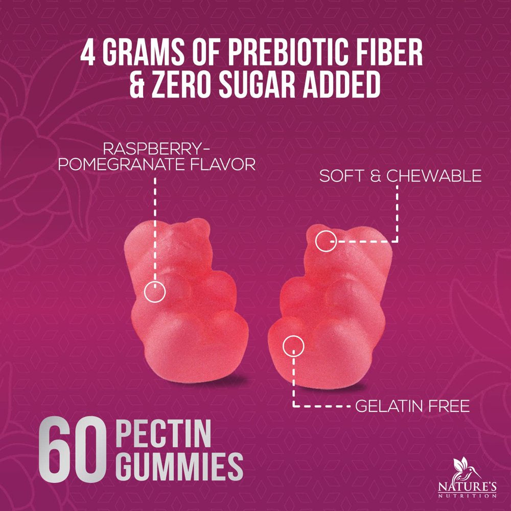 Sugar-Free Fiber Supplement Gummies for Adults - 4G Soluble Fiber per Serving - Natural Prebiotic Fiber Gummies Support Daily Digestive Health & Regularity - Plant Based & Berry Flavor - 60 Gummies