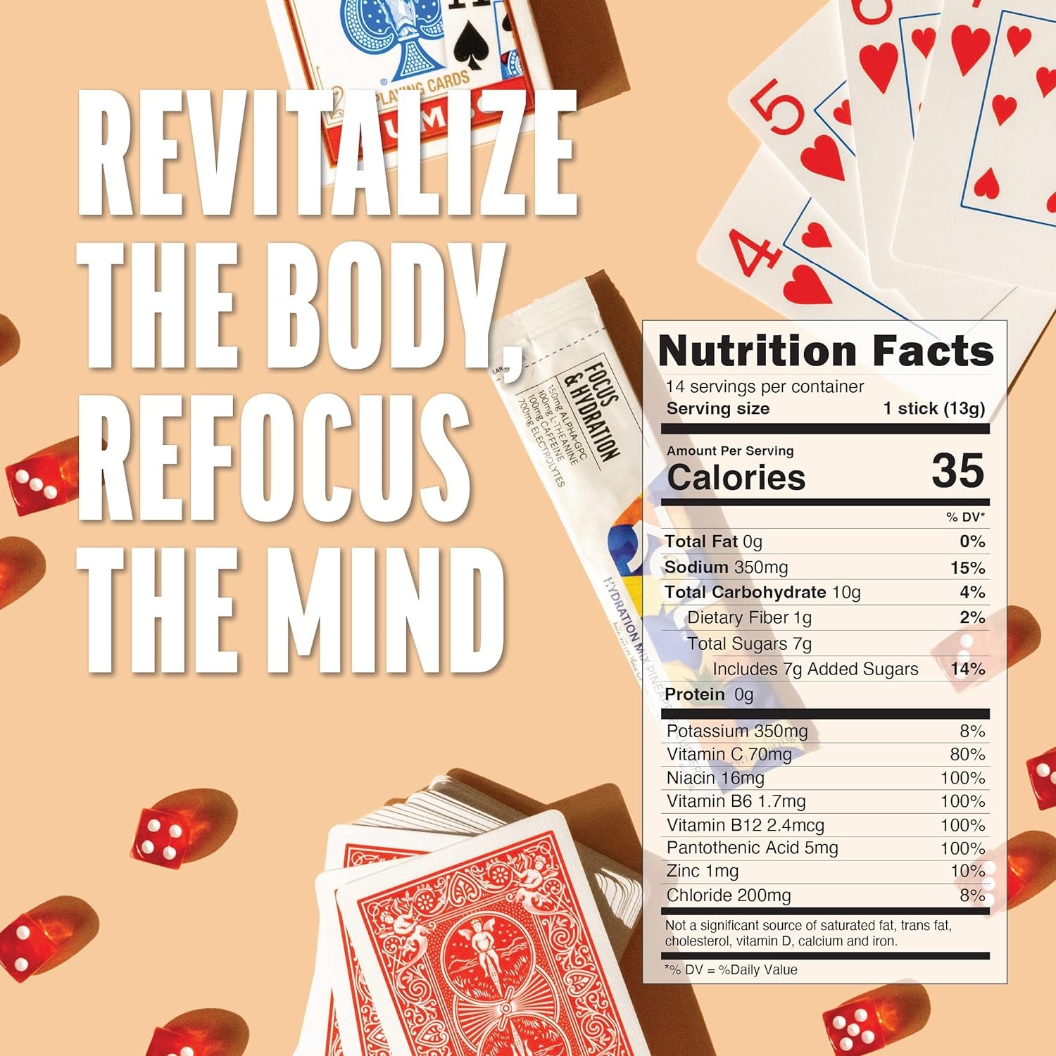 Zest Caffeine, L-Theanine, & Alpha GPC - Focus & Electrolyte Hydration Powder - Pineapple Blueberry - Mix W/Water - 14 Packets - Nootropic Brain Booster Supplement Drink - Low Sugar Liquid Enhancer