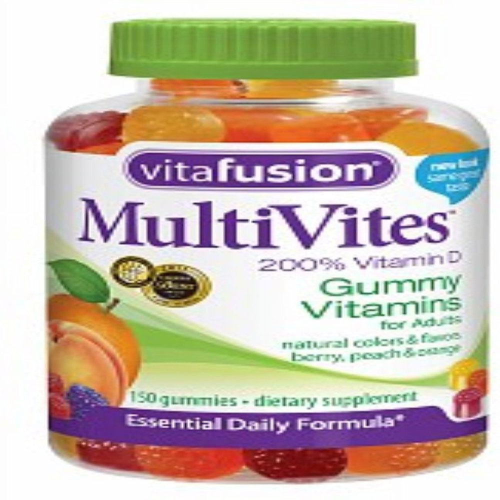 Vitafusion Multivites Gummy Vitamins for Adults, Peach & Orange Flavors 150 Ea (Pack of 2)