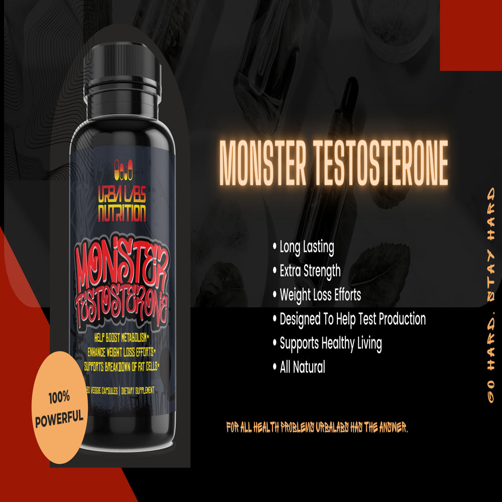 Urbalabs Monster Test Premium Testosterone Supplement for Men Testosterone Booster Natural Stamina, Endurance, Energy & Strength Increased Libido Healthy Body Healthy Mind