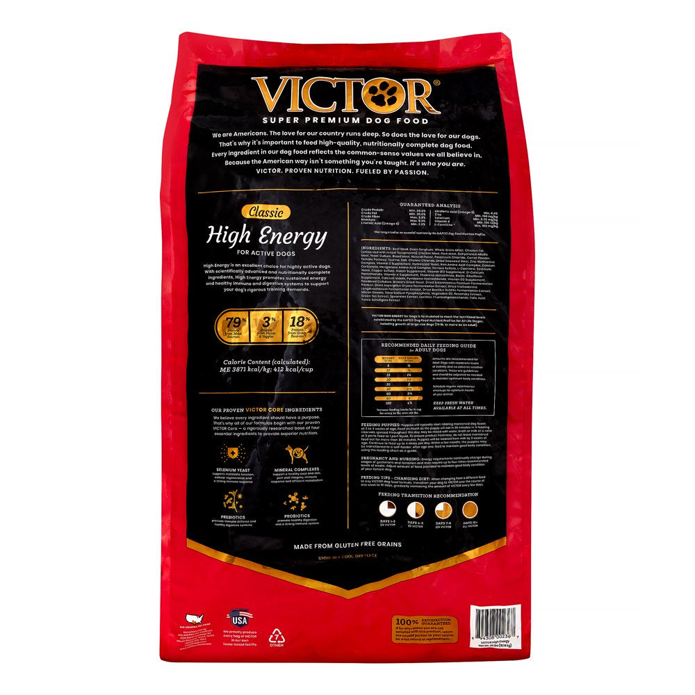 Victor High Energy Formula Dry Dog Food, 40 Lb