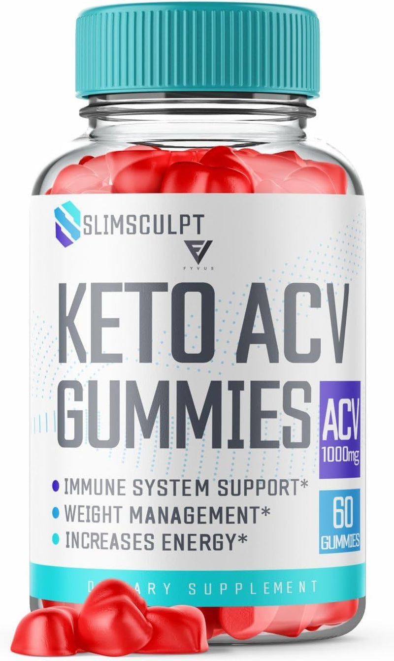 Slimsculpt Keto ACV Gummies Advanced Weight Loss, Slim Sculpt Keto + ACV Apple Cider Vinegar Vitamin Folate Supplement, Slimsculpt ACV Keto Extra Strength 1000MG Folic Acid Beet Root (60 Gummies)