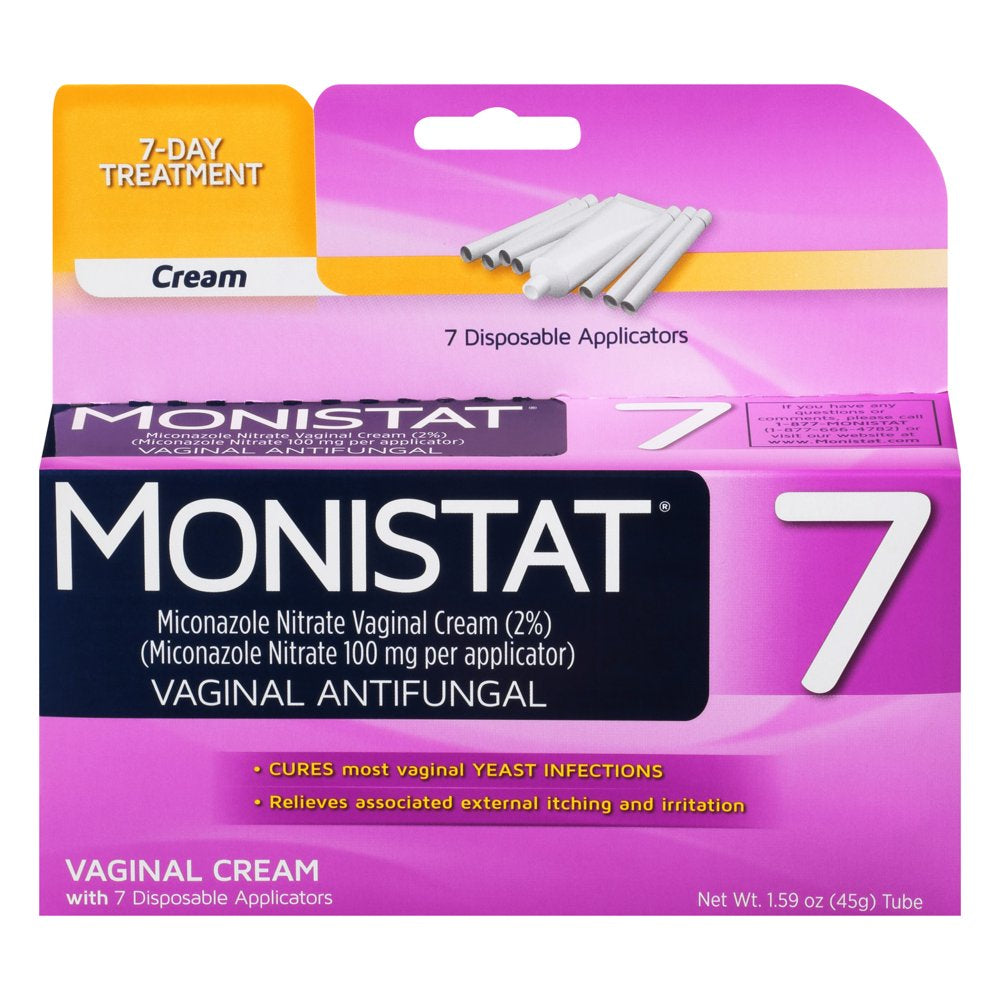 Monistat 7 Day Women'S Yeast Infection Treatment, 7 Disposable Miconazole Cream Applicator