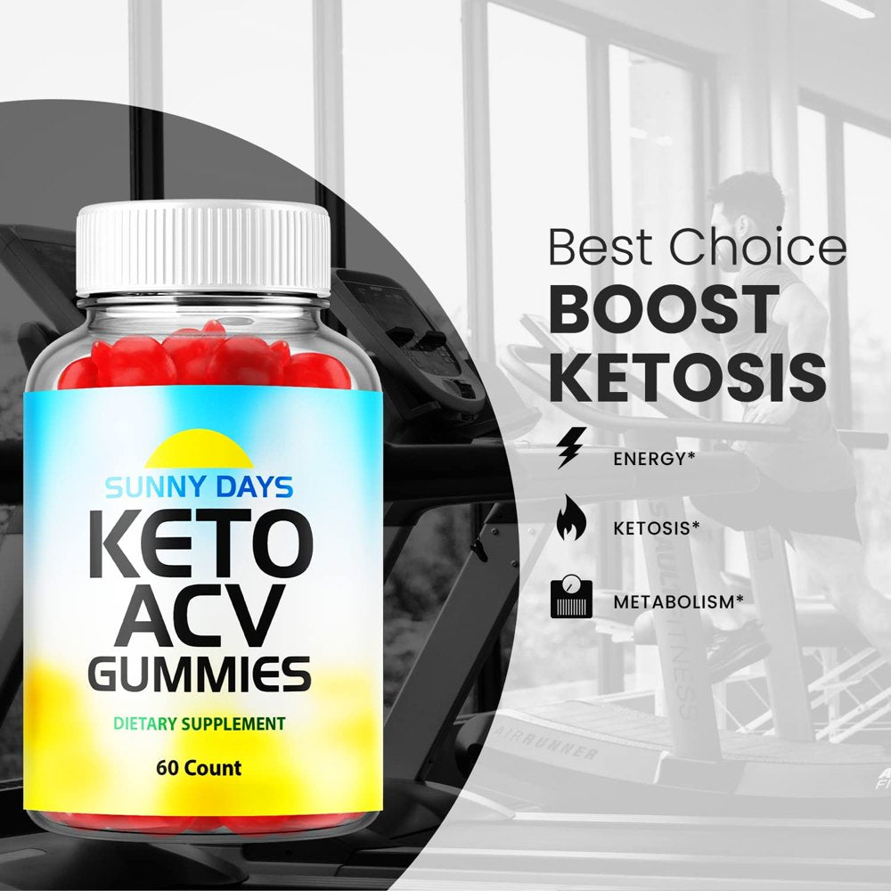 (1 Pack) Sunny Days Keto ACV Gummies - Supplement for Weight Loss - Energy & Focus Boosting Dietary Supplements for Weight Management & Metabolism - Fat Burn - 60 Gummies