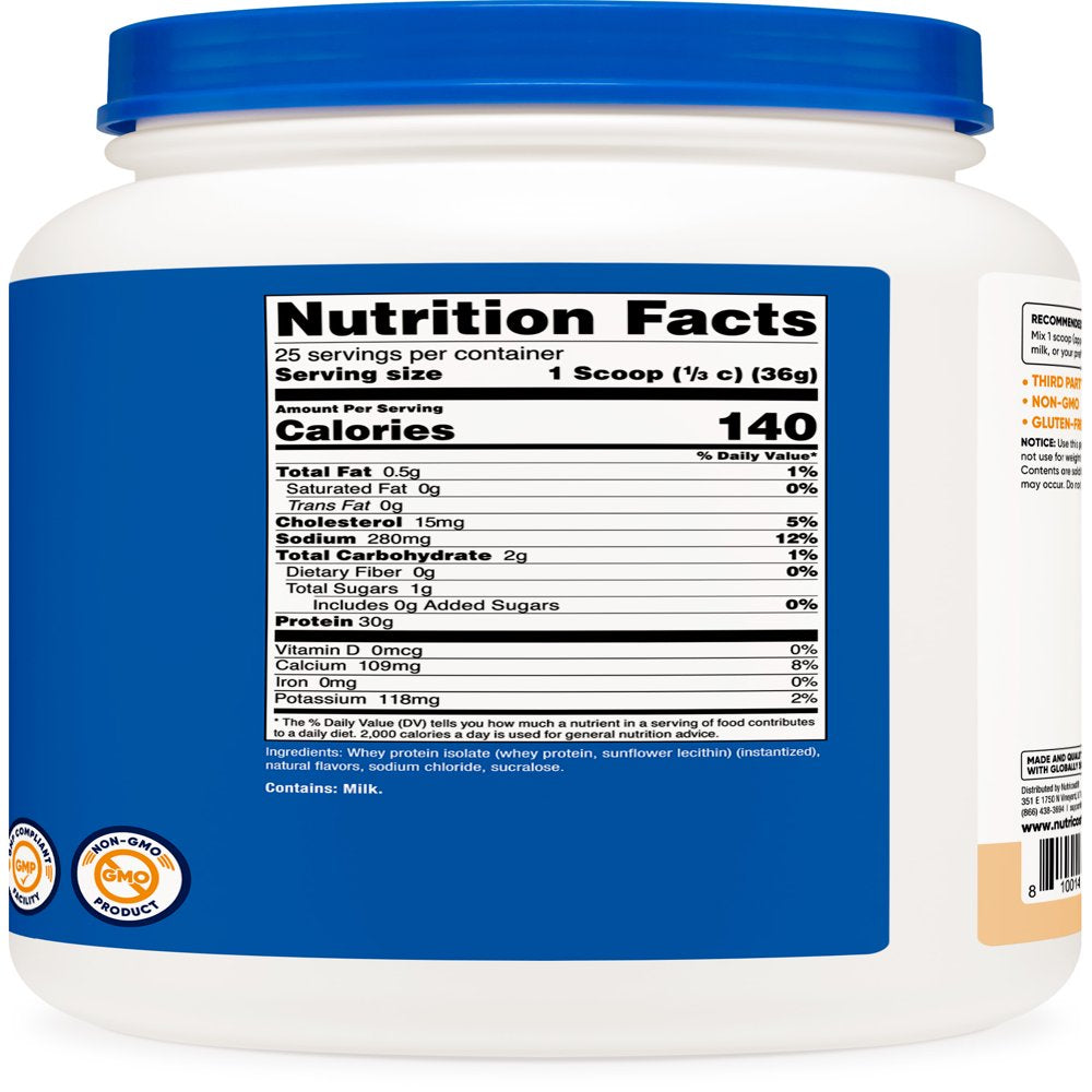 Nutricost Whey Protein Isolate Powder Cake Batter (2 LB) - Gluten Free & Non-Gmo