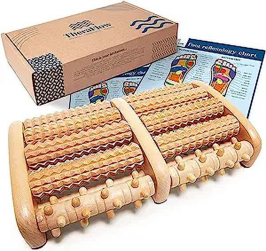 Theraflow Dual Wooden Foot Massager for Women and Men